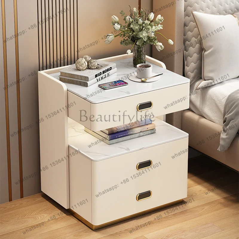 LJY Luxury Modern Smart safe bedside table with fingerprint and password comfortable with drawers bedside cabinets narrow  table