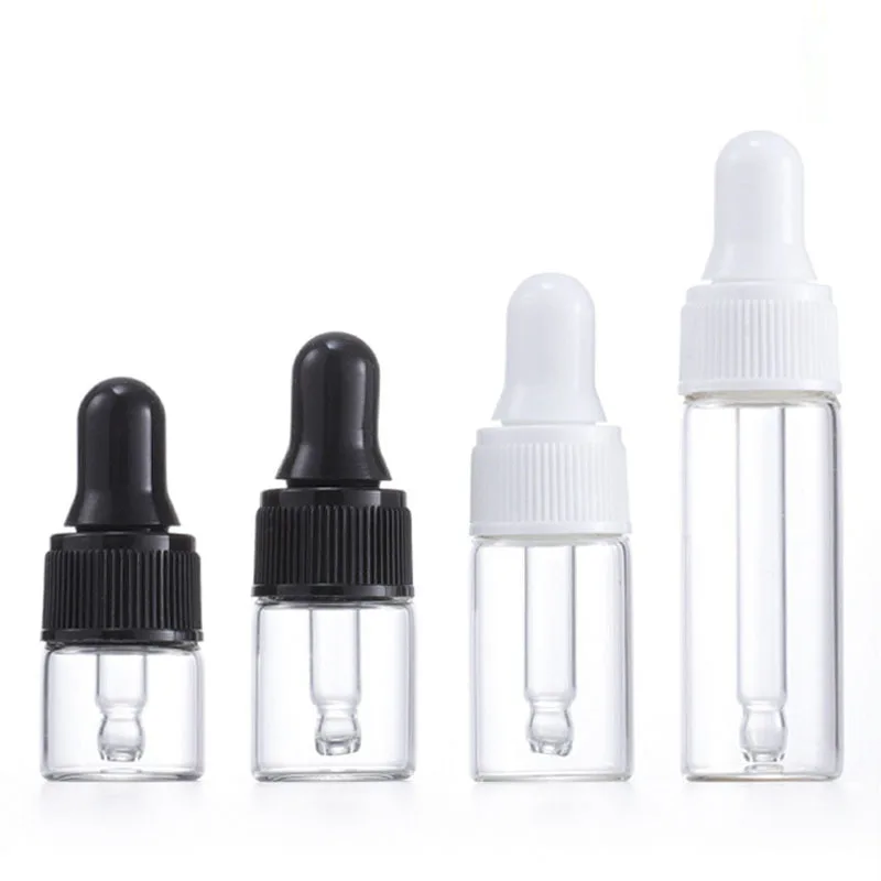 

1ml 2ml 3ml 5ml Dropper White Black Refillable Bottle Essential Oil Serum Lotion Liquid Bottles Cosmetic Packing Pipette Bottle