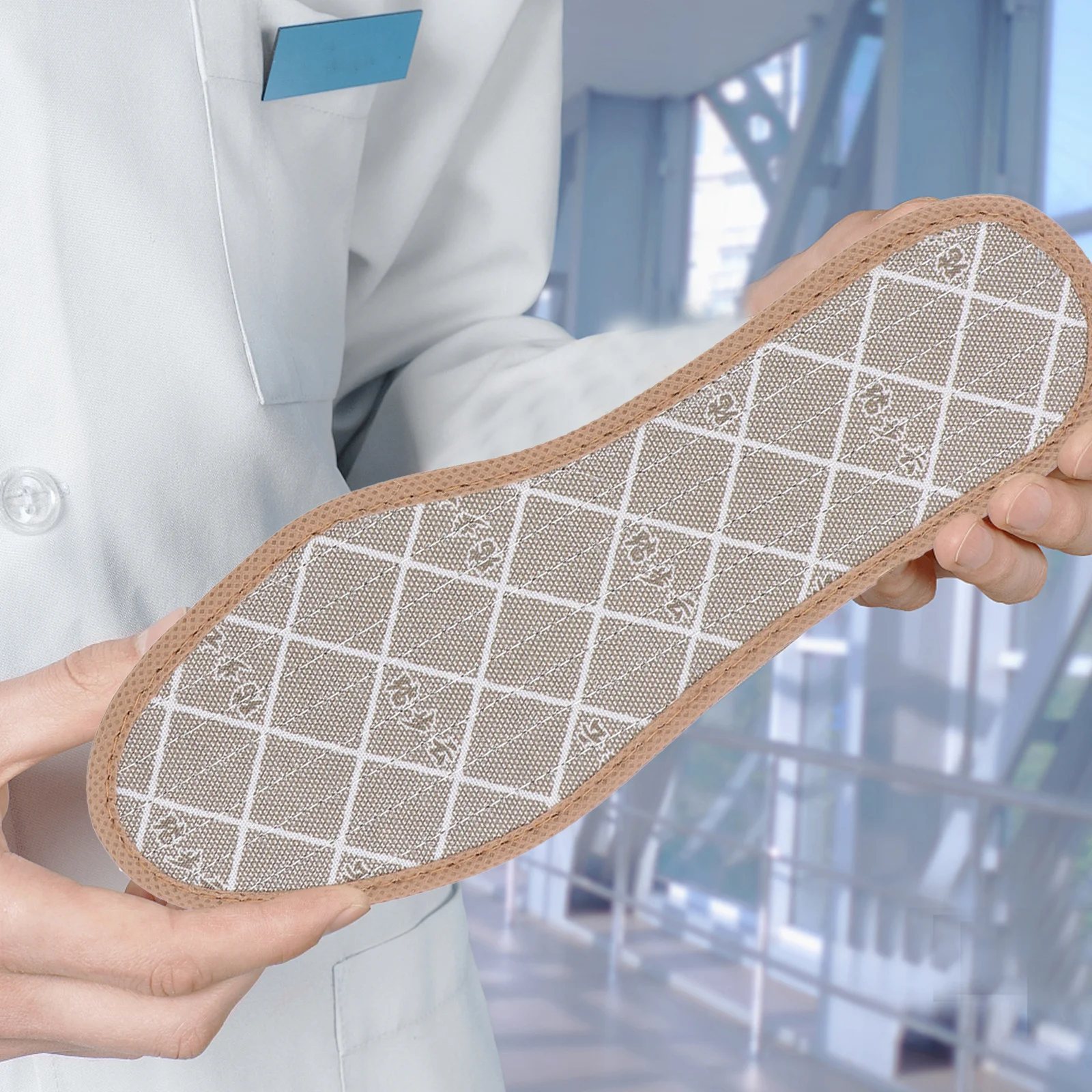 4pcs Odor Eliminating Insoles Linen Bamboo Charcoal Breathable Sweat Absorbing Shoe Inserts Size 42 Foot Care Tool