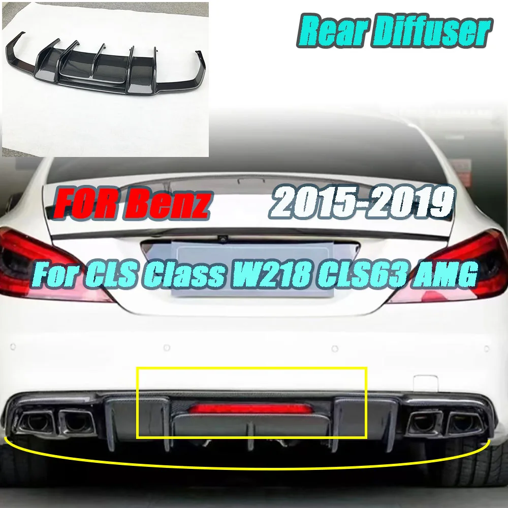 

Задний диффузор JCYECF для Mercedes Benz CLS Class W218 CLS63 AMG 2015-2019, аксессуары для укладки из углеродного волокна с отверстием для освещения