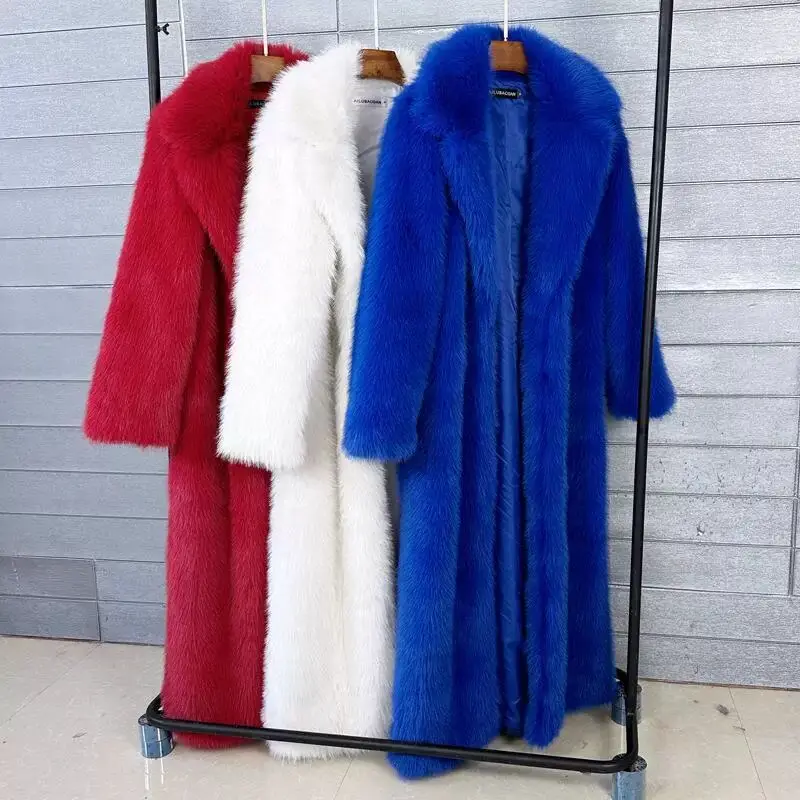 Long Women's Faux Fur Coat Autumn Winter Large Jacket Elegant Lady's Outerwear Soft Plush Coat Warm Comfortable Female Coat