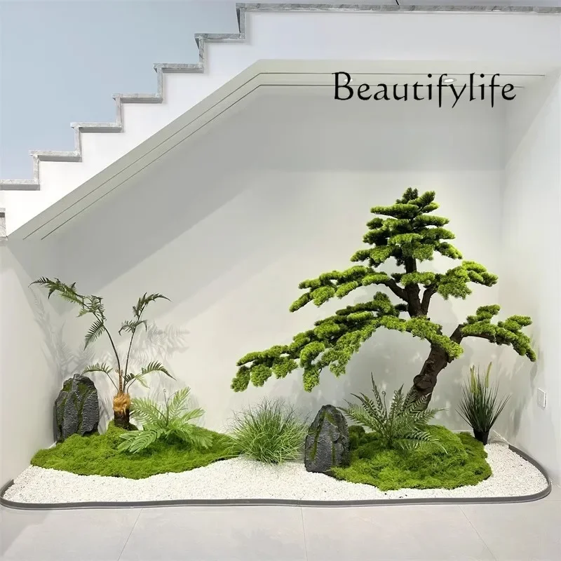 Welcome pine simulation landscaping fake tree indoor green plant landscape large ornament under the stairs window decoration