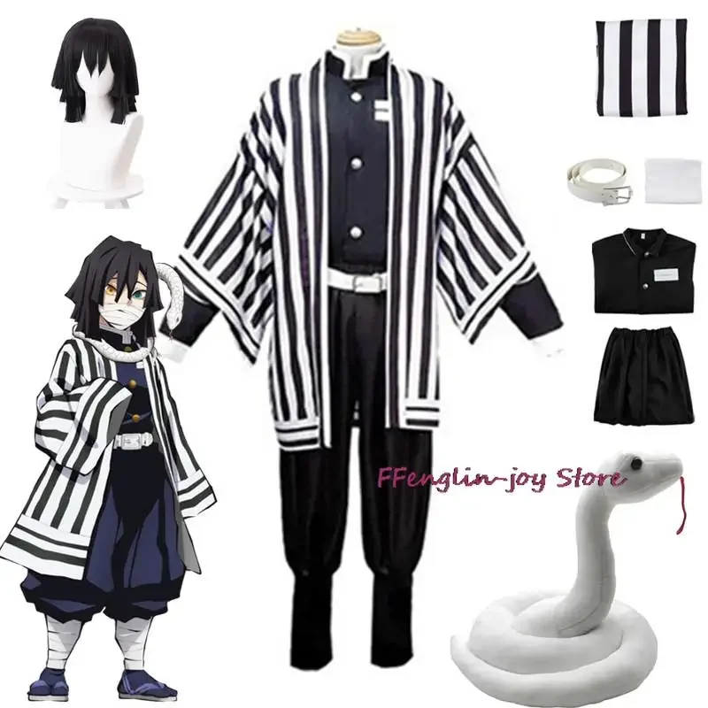 Nuovo 2025 Iguro Obanai Kimono Uniforme Parrucca Anime Costume Cosplay Festa di Halloween Serpente Bianco Puntelli QAQ3