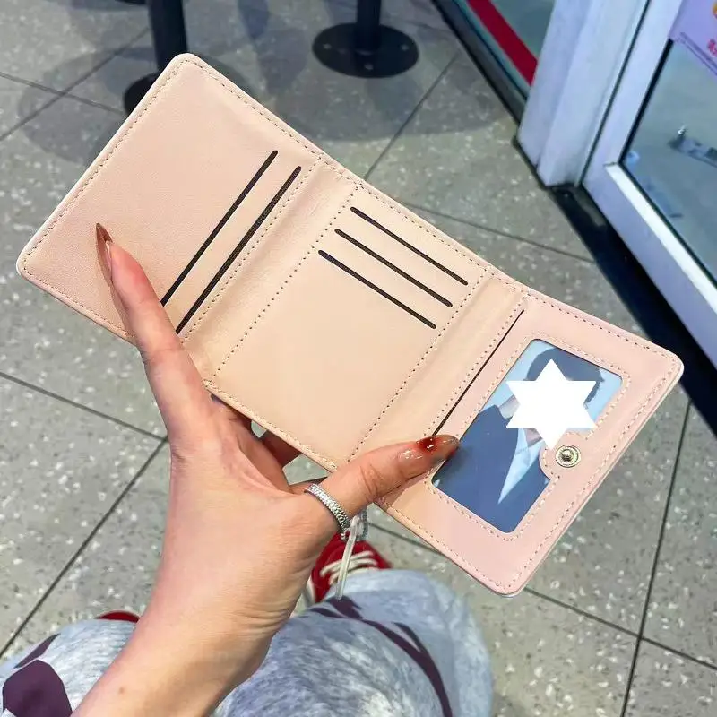 /Vly/Dot PU Leather Small Wallet With Cute Heart Pendant And Compact Design Perfect For Daily Casual Outings Shopping Polka