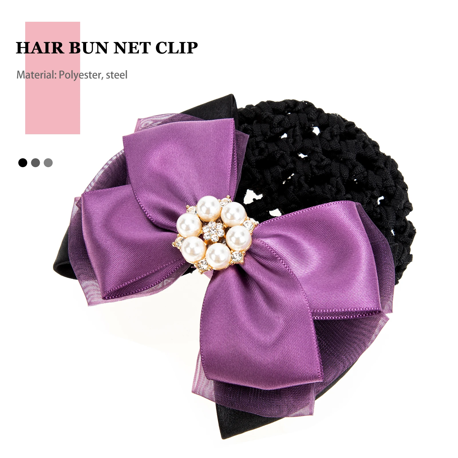 

Pearl Hair Snood Net Bowknot Bun Cover Clip Elastic Mesh Hairnet For Women Elegant Hair Bun Cover Office School Event Daily Use