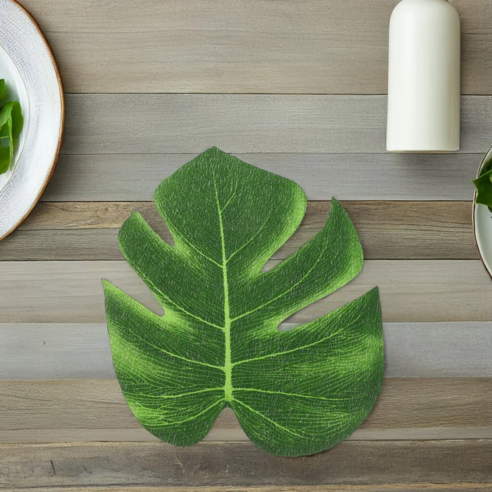 

48Pcs Artificial Monstera Leaves Faux Green Tropical Party Decor Lifelike Jungle Foliage for Wedding Birthday Theme Decorations