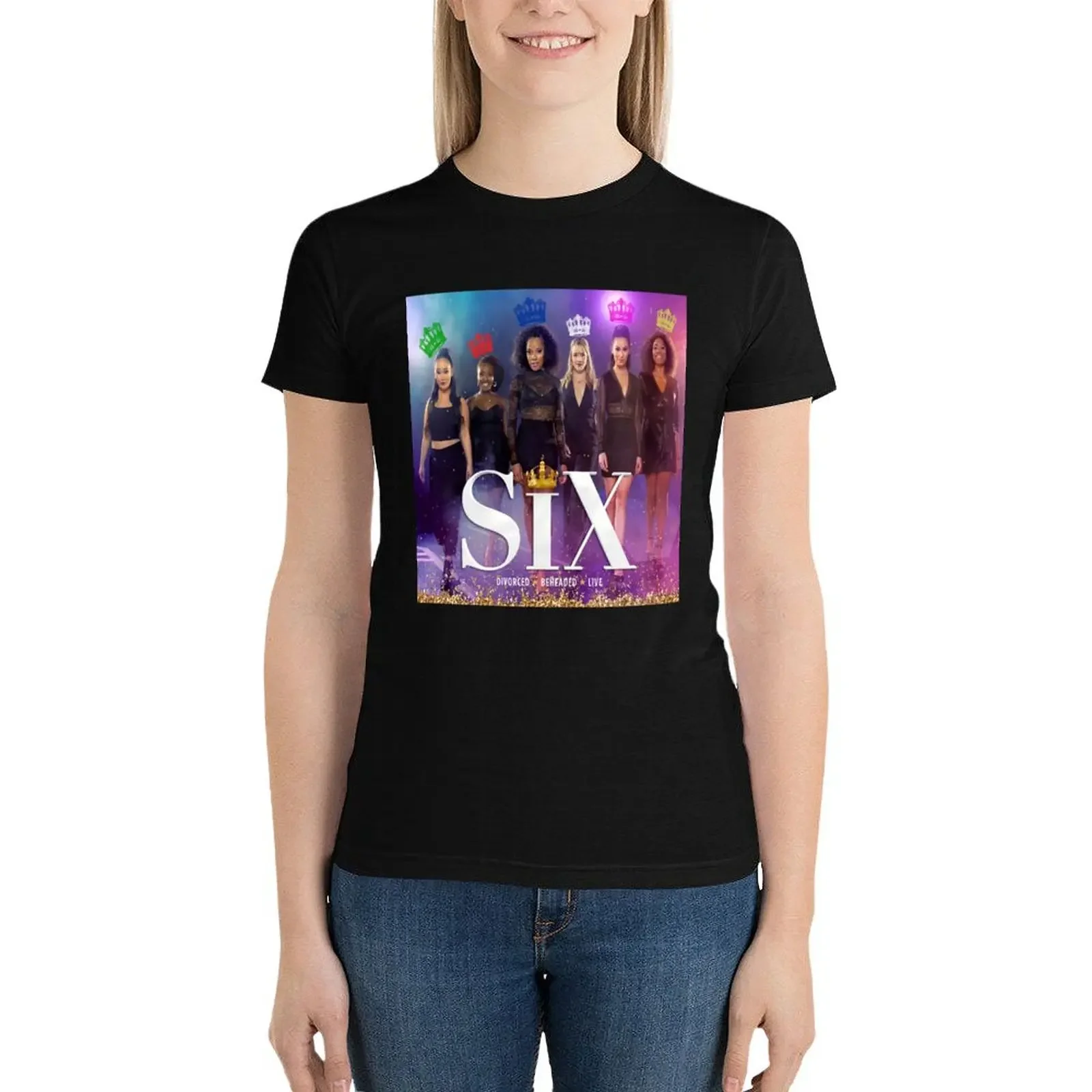 

Six Broadway cast T-Shirt korean fashion shirts graphic tees aesthetic clothes black t-shirts for Women