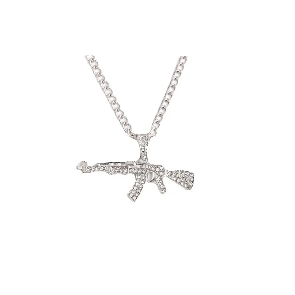Fashionable and cool creative AK47 gun pendant necklace hip hop party small beads jewelry men and women pendant accessories view 4