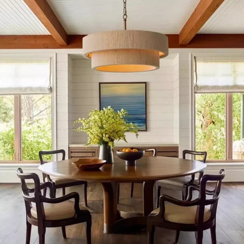 Modern Minimalist Pendant Light with Wine-Sabi Hemp Rope Design, Perfect Decoration for Restaurant, Living Room, Bedroom or Bar