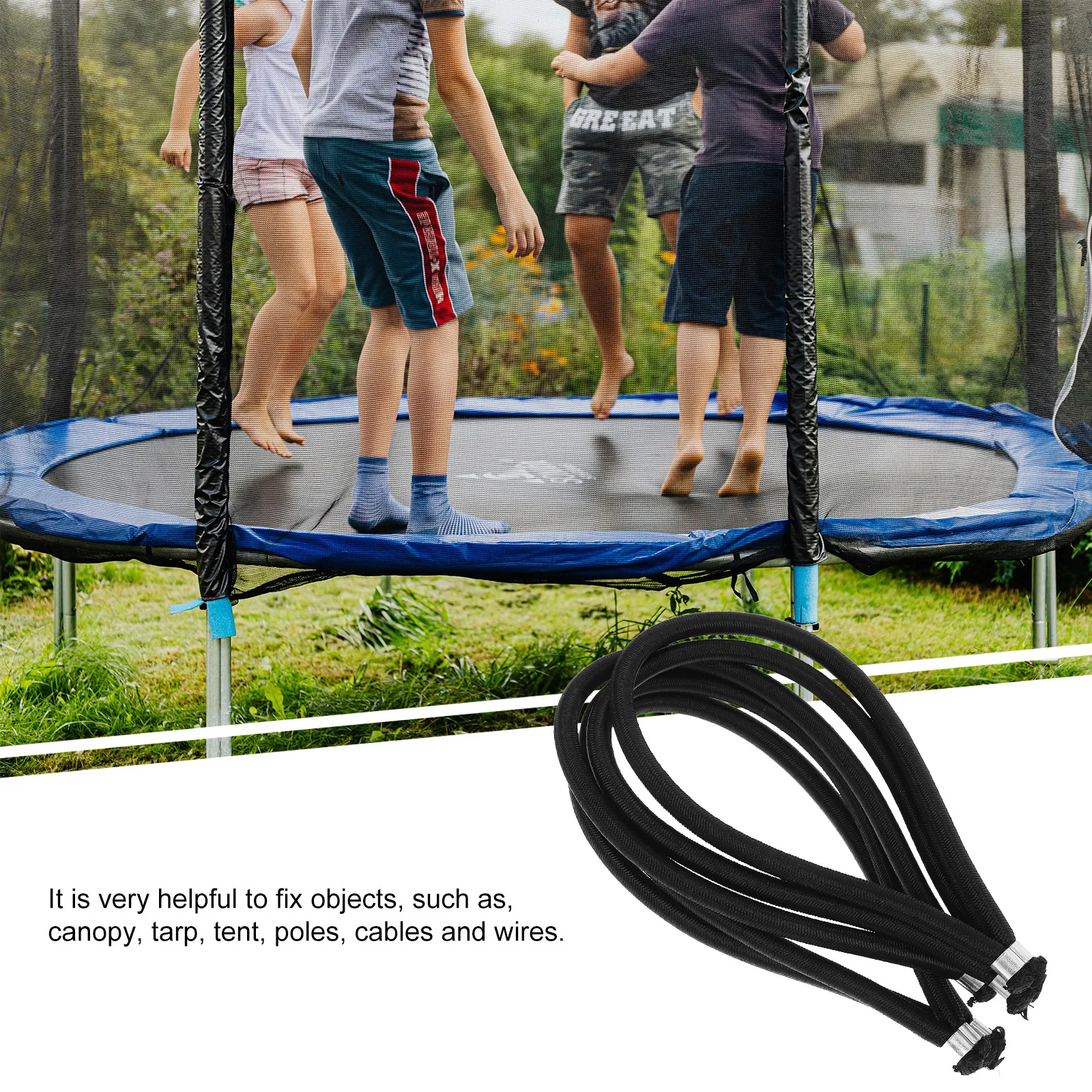 

5 Pcs Black 8mm 19cm Elastic Bungee Cords for Tent Fixing Trampoline Replacement Lightweight Outdoor Use