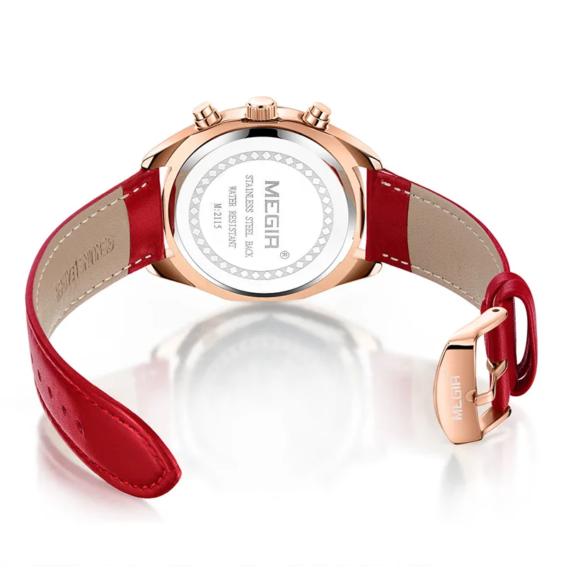 MEGIR-Relógio Minimalista de Quartzo Feminino, Relógio de Couro, Elegante, Casual, Negócios, Feminino, Luxo, Moda, 2115