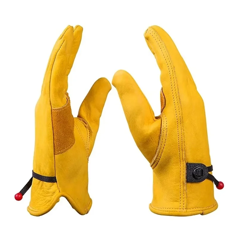 

1 Pair Leather Work Gloves Soft Cowhide Welding Security Protection Gloves Workers Mechanic Driver Hunting Driving Garden Glove