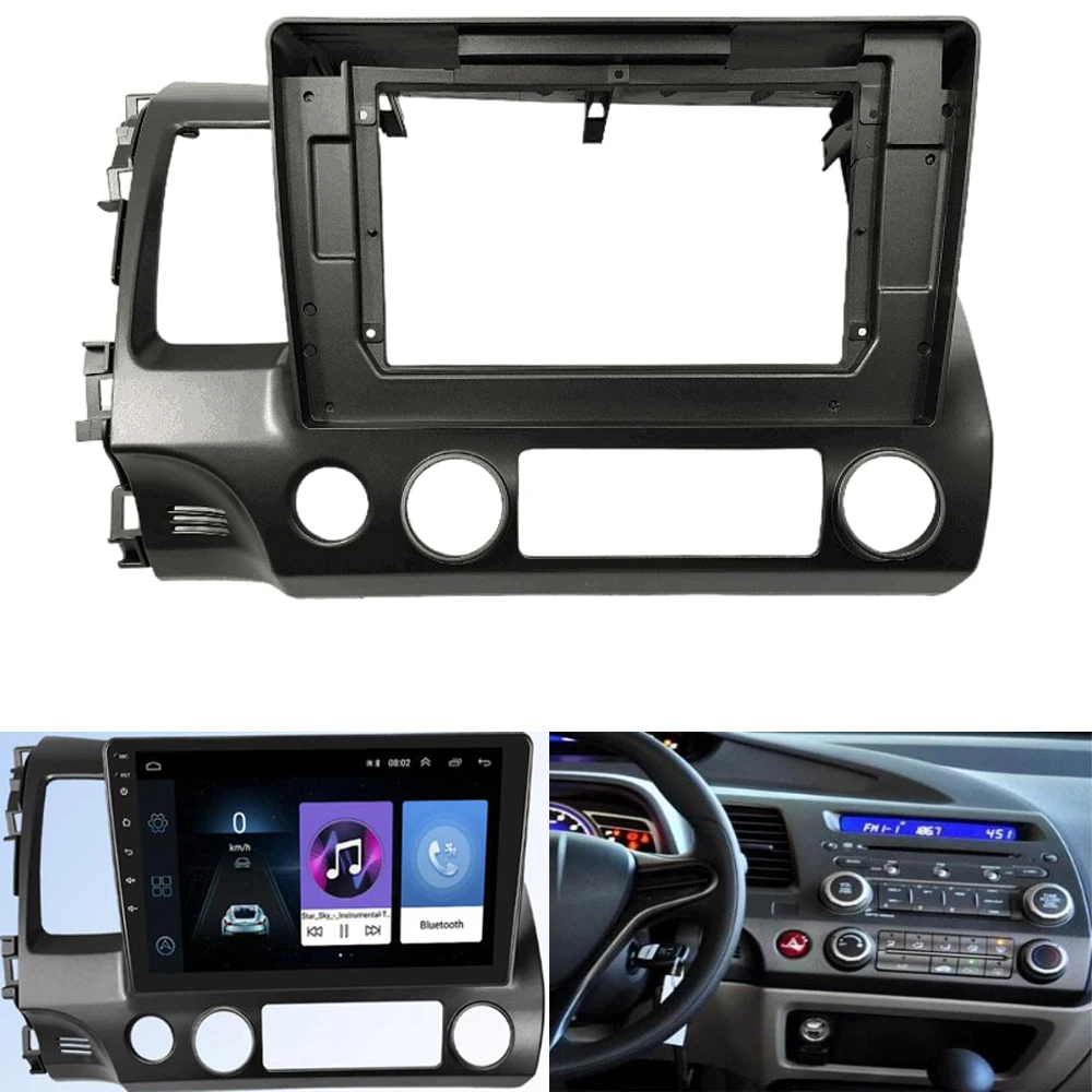 10.1 Inch For Honda Civic 2006-2011 Car Android Radio MP5 Player Casing Frame 2Din Panel Head Unit Fascia Dash Cover Trim Kit