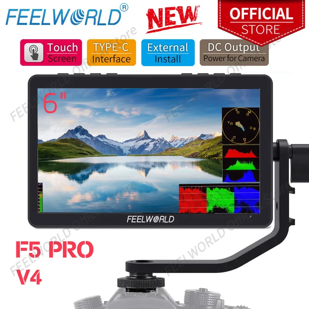 

FEELWORLD F5 Pro V4 6 Inch on DSLR Camera Field Monitor Touch Screen 3D LUT FHD1920 1080 4K HDMI Video Focus Assist for Gimbal