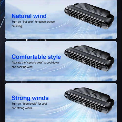 Imagen 2 del producto Ventilador de refrigeración portátil para asiento de coche, ventilador eléctrico para respaldo trasero de coche, fuente de alimentación USB, aire acondicionado, accesorios de Interior de coche