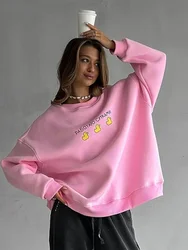 Bornladies moletom solto feminino solto impressão hoodies moda feminina casual oversized outono inverno quente casal pullovers