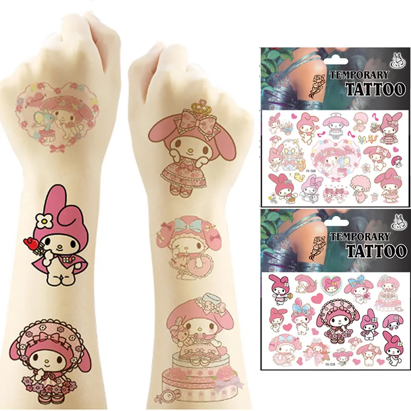عشوائي 2 قطعة بلدي ميلودي ملصقات الوشم الكرتون Kawaii ملصق مقاوم للماء الوشم المؤقت أطفال بنات مضحك لطيف هدية لعبة