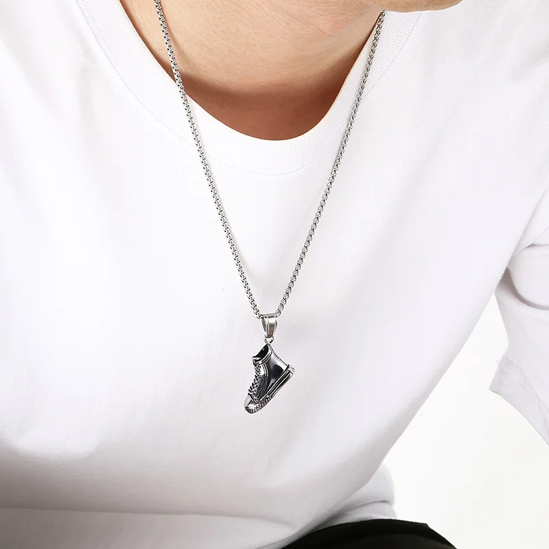 Kalen Hip Hop Rhinestone Submachine Gun Stainless Steel Men's Pendant Necklace Stylish Canvas Shoe Charms Fashion Jewelry Party