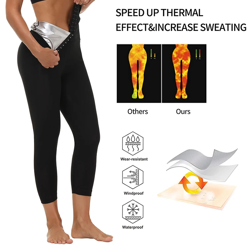 Women\'s Abdomen Control Sweat Thermal Pants Body Shaper Sauna High Waist Leggings Fitness Compression Slimming Workout Leggins