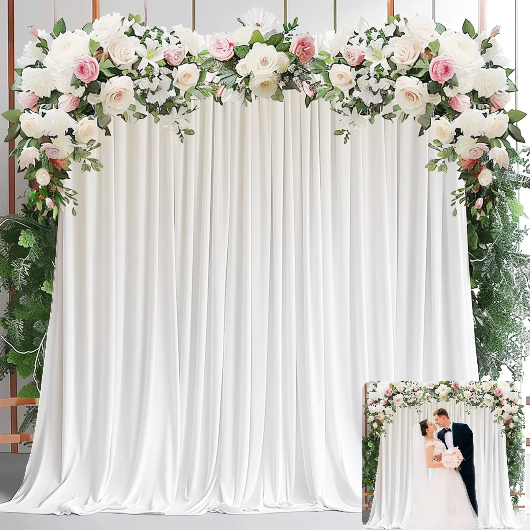 White Backdrop Curtains for Parties - White Wedding Backdrop for Baby Shower Birthday Photo Home Party Curtains Backdrop 1 Panel