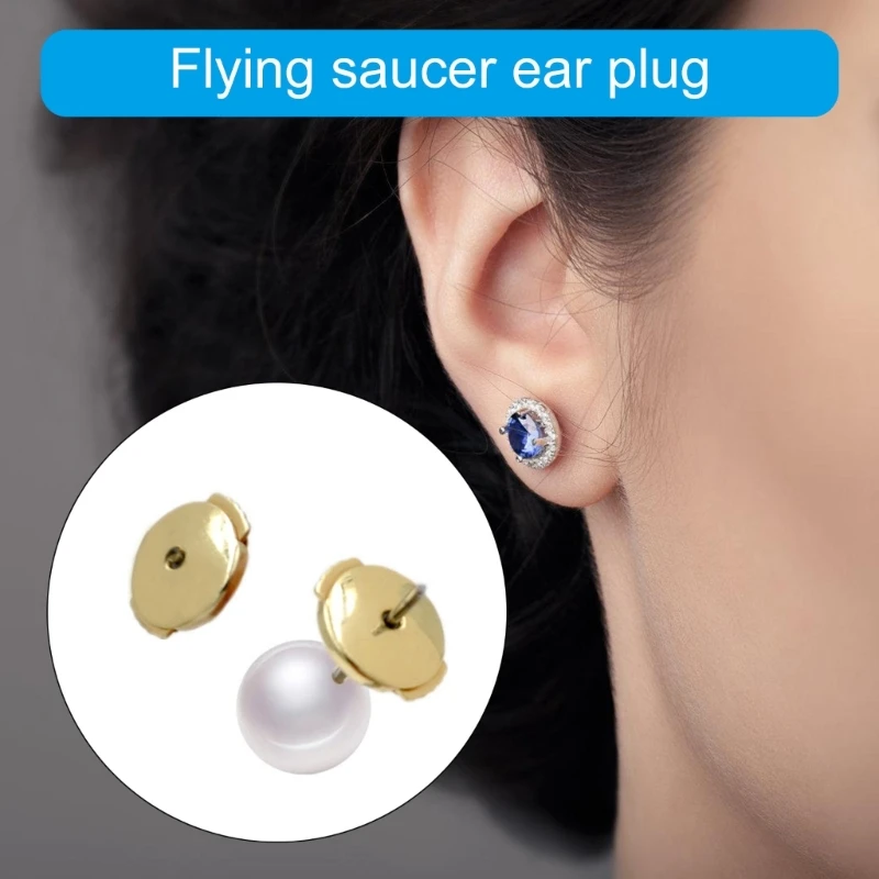 Pack of 10 Fashion Disc Ear Plugs Practical Post Connector with Locking Earring Backs for Droopy Ear Studs