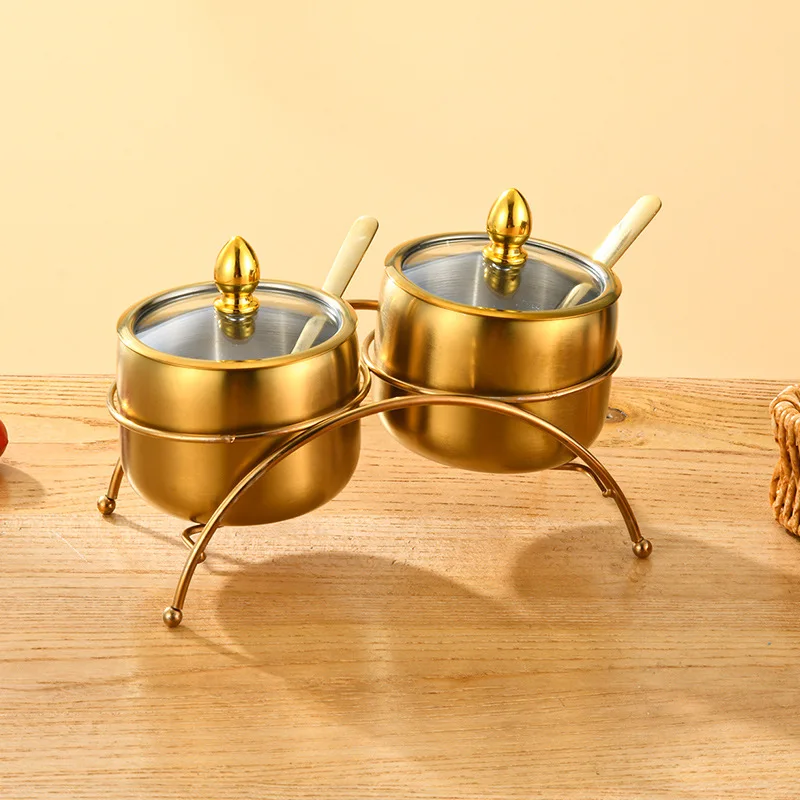 

Бытовой резервуар для приправ из нержавеющей стали 304, шведский стол, ресторан, отель, корейский золотой резервуар для соли приправ, резервуар для хранения приправ