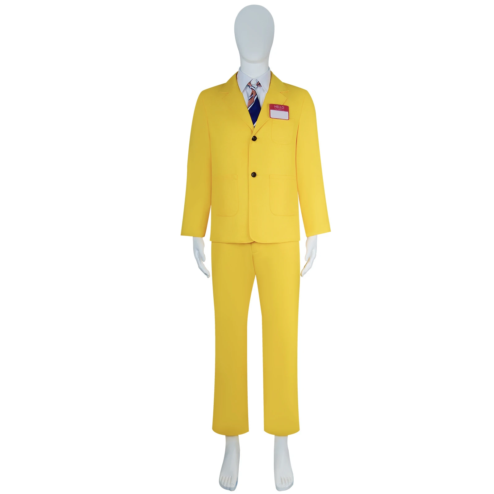 Mens Juice Bob Cosplay Costume Yellow Uniform Coat Top Pants Outfits for Adult Horror Movie Halloween Carnival Party Suit