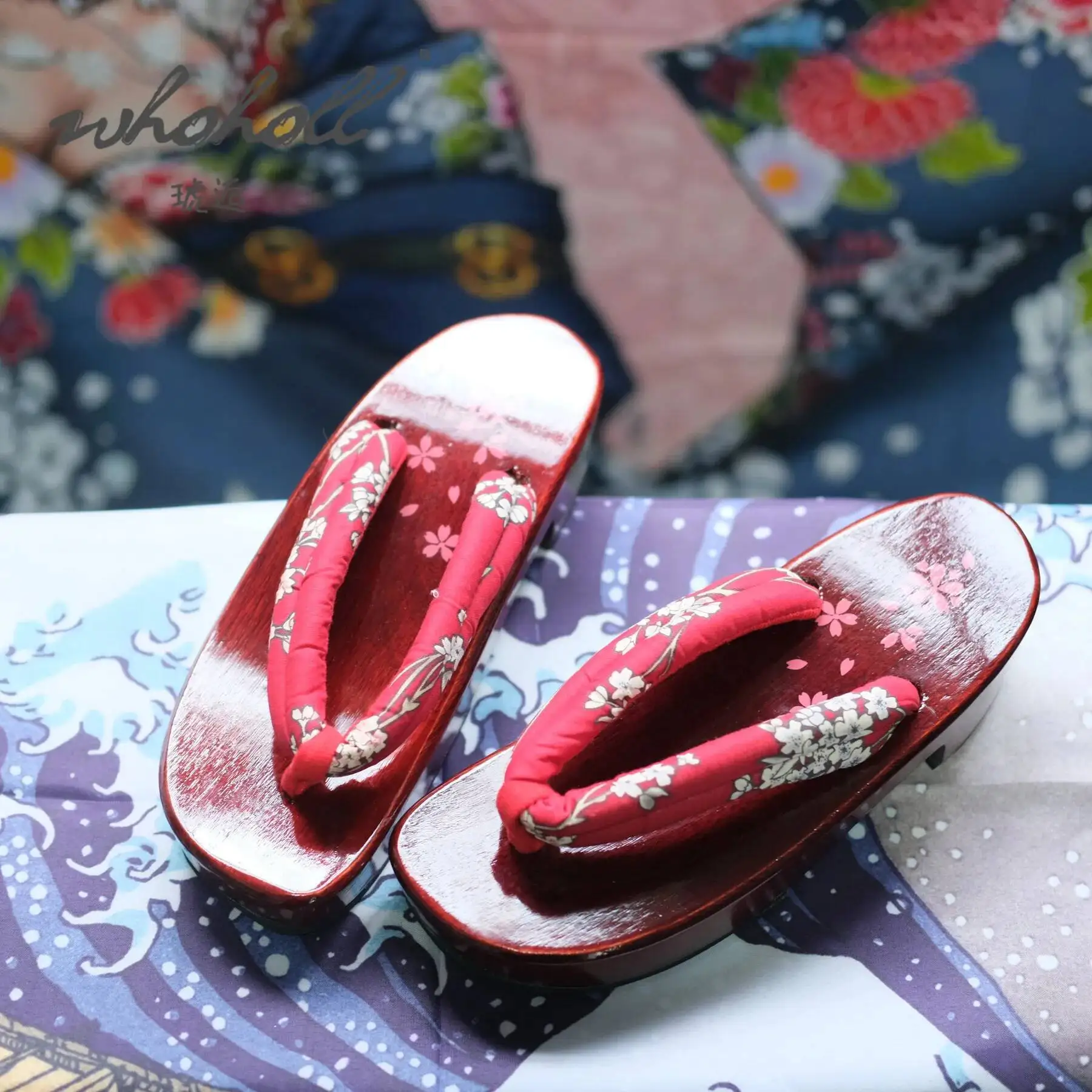 Tamancos japoneses femininos chinelos de madeira geta sandálias anime coplay sapatos flip flops sola grossa chinelos tamancos de madeira sapatos