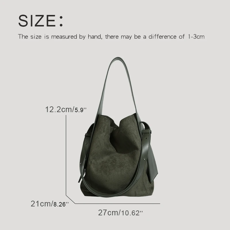 Faux Suede Bucket Tote Bag For Women Luxury Designer Handbag Purse 2024 New In Simulated Genuine Leather Large Capacity Shoulder