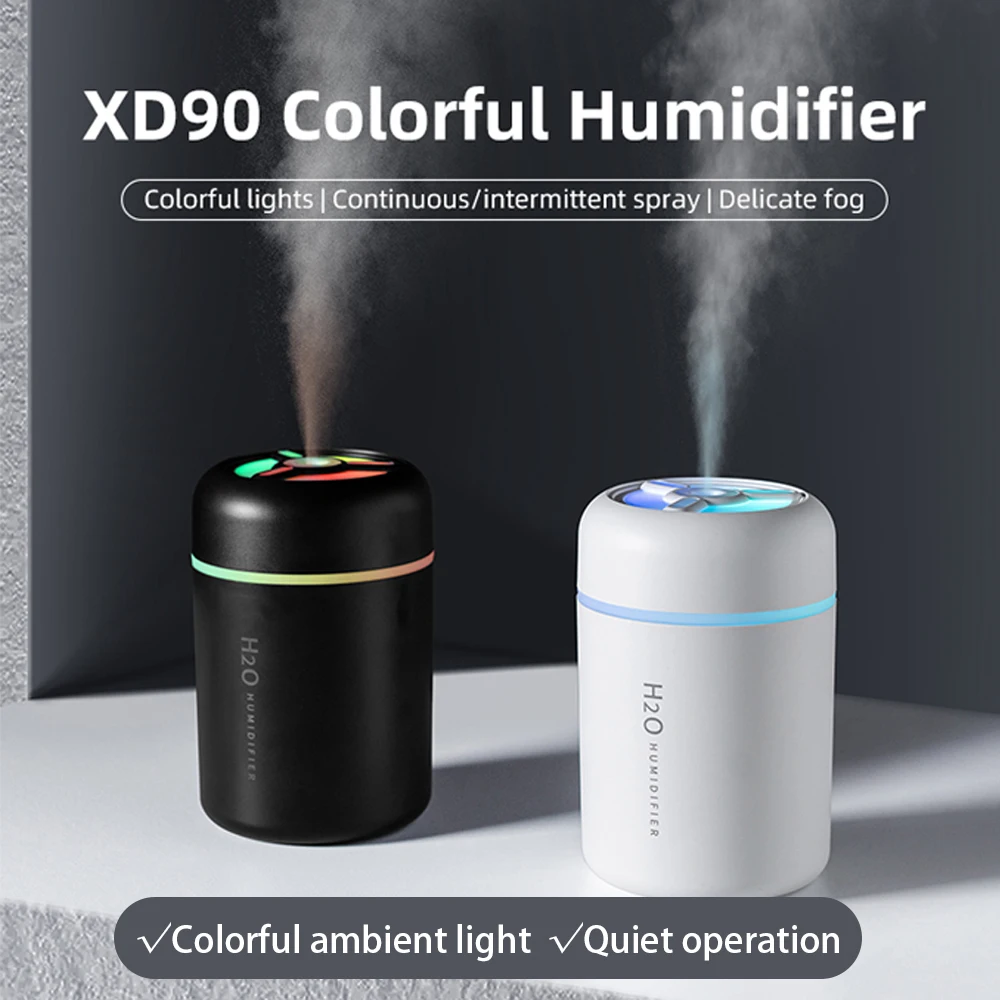 

Портативный красочный увлажнитель воздуха XD90/USB Мини-увлажнитель воздуха со светодиодным ночником, бесшумный ультразвуковой туман, автомобильное/домашнее использование