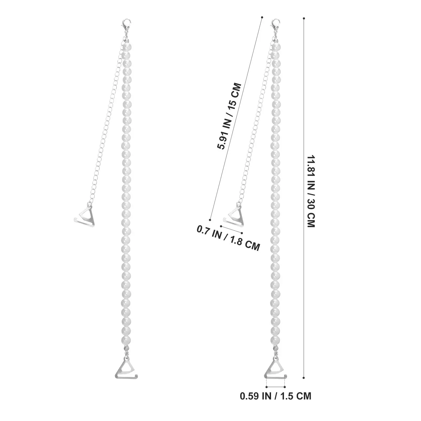 

1Pair Pearl Shoulder Straps Strapless Bra Underwear Accessories Invisible Metal Chain Hook for Women Decorative Replacement Miss