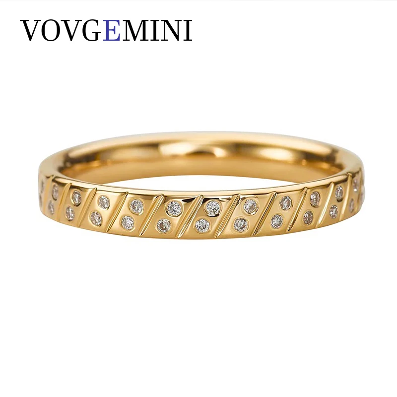 VOVGEMINI 18k Solid Gold Moissanite Wedding Band Rings Accessories For Women Fashion Jewelry Christmas Gift For Lover Fiancé