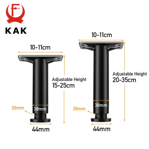 KAK Black Furniture Legs Adjustable Bed Beam Support Foot Sofa Table Feet Replacement Plastic Steel Heavy Duty Bed Hardware - Image 6