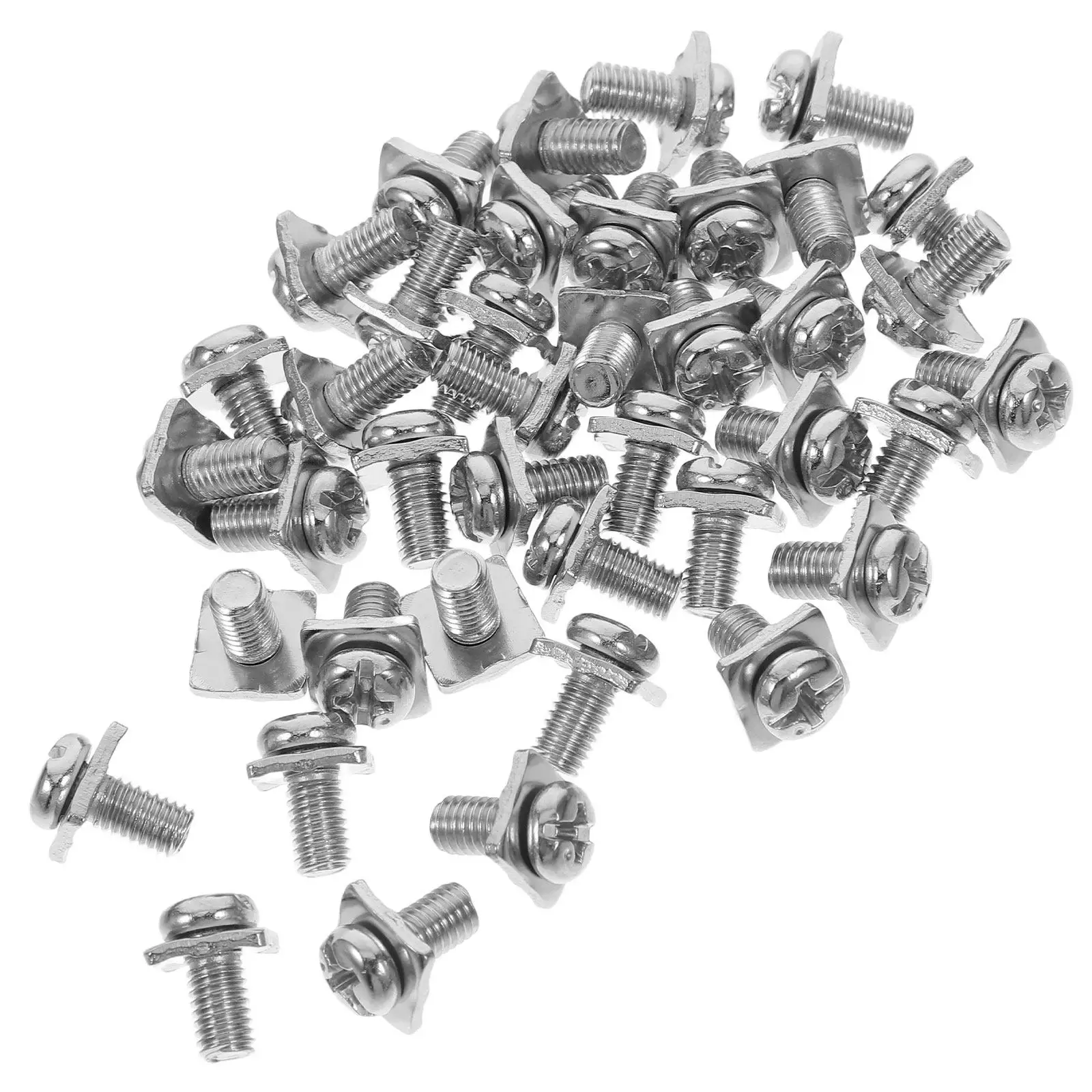 40Set Nickel Plated Square Pad Terminal Screws Slot Screws Washer Terminal for Electrical Switch Plate Motor Battery Connector