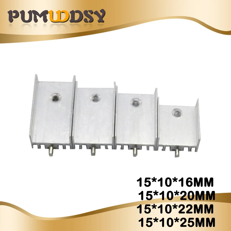 10PCS 15x10x16/20/22/25/30/35/40/50mm aluminum radiator U TO-220 for transistors With needle, TO220 for aluminum