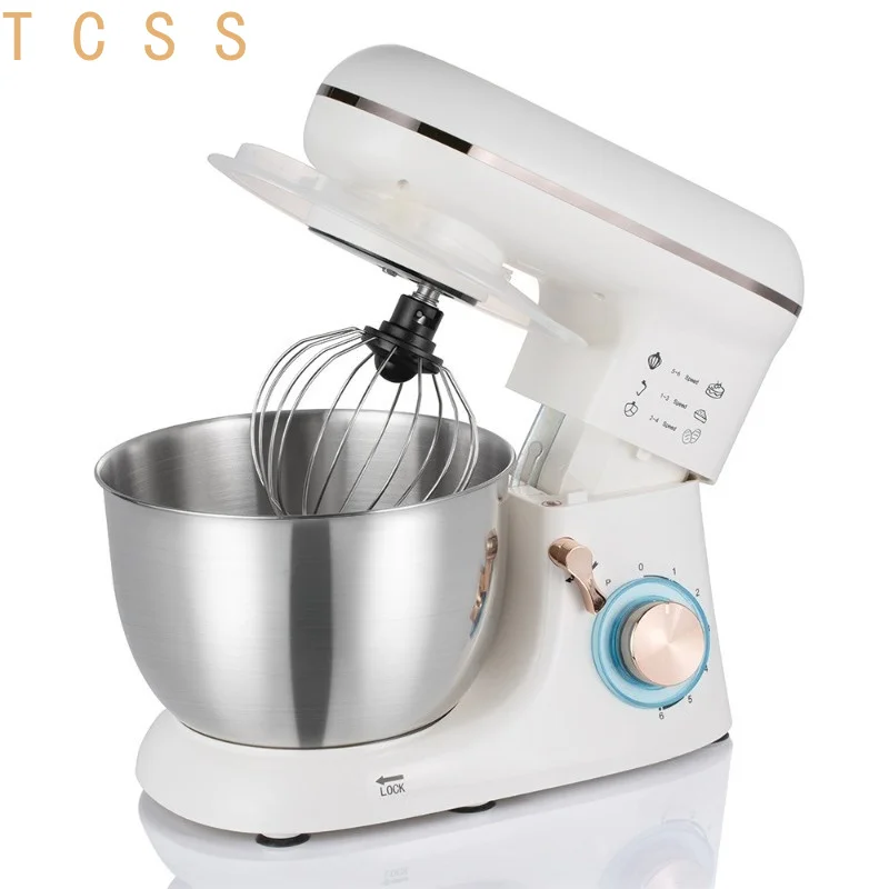 4.5LStand Mixer Dough Kneader Egg Beater Meat Grinder 3-in-1 Multifunctional Stainless Steel Bowl 6-Speed Tilt-Head Home Kitchen