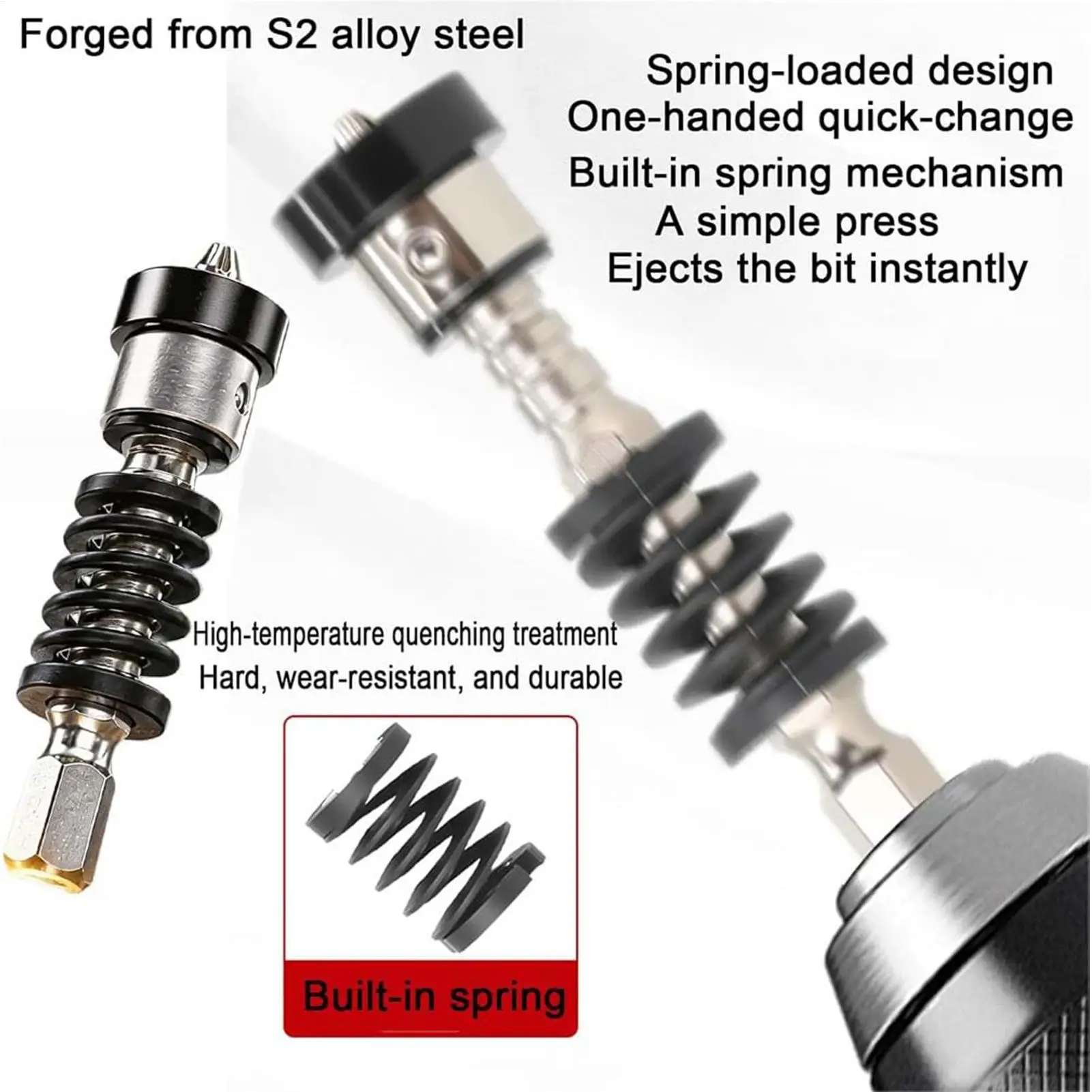 Spring Loaded Screw Holder Bit 5 Pieces Magnetic Equipment Maintenance Tools Anti-Drop Screw Retaining Tool For Contractors