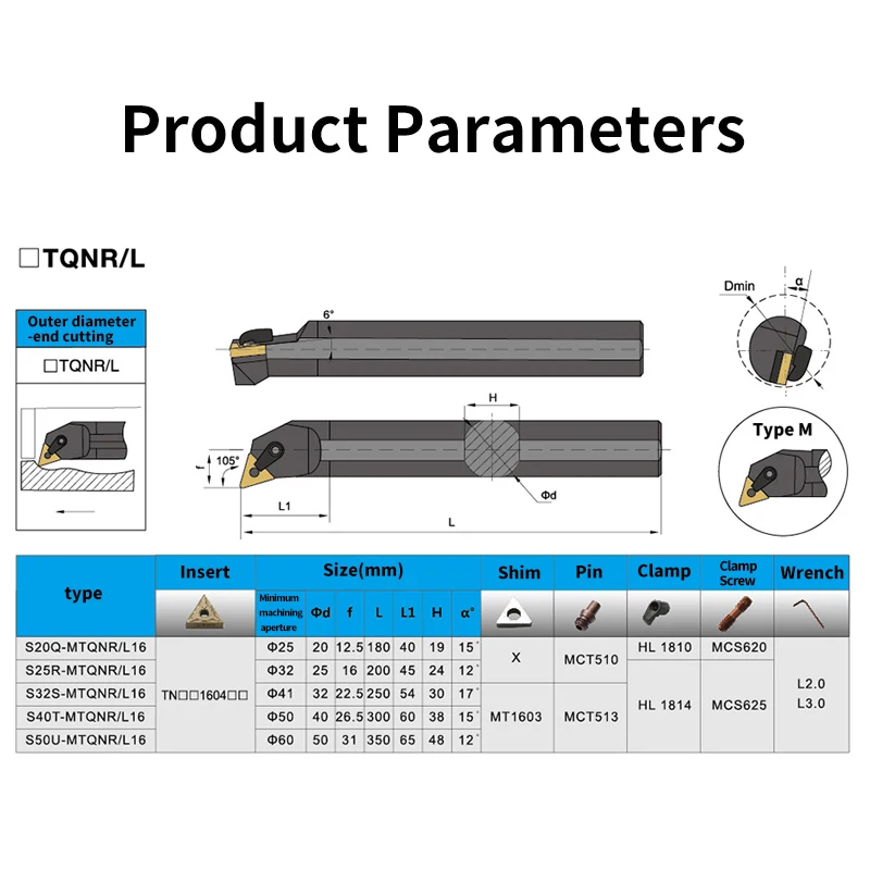 1 adet S16Q-MTQNR16 S20R-MTQNR16 S25S-MTQNR16 İç torna takım tutucu TNMG karbür uçlar torna çubuk CNC kesme alet takımı