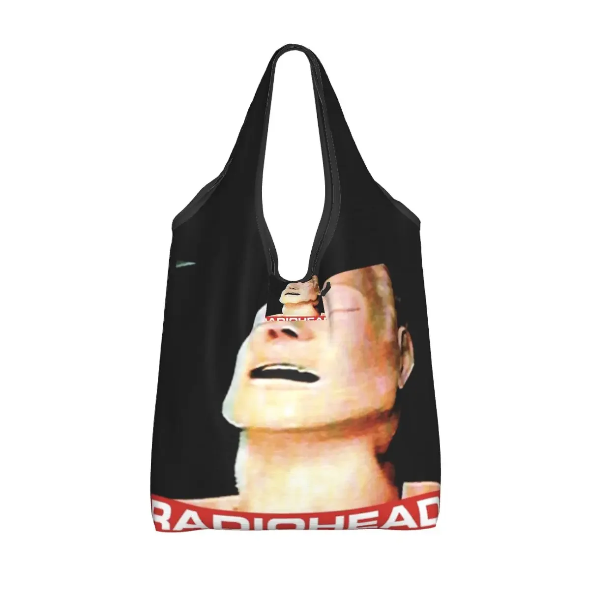 Rock Radiohead Grocery Bags Durable Large Reusable Recycle Heavy Duty Anime Shopping Eco Bag Washable Attached Pouch