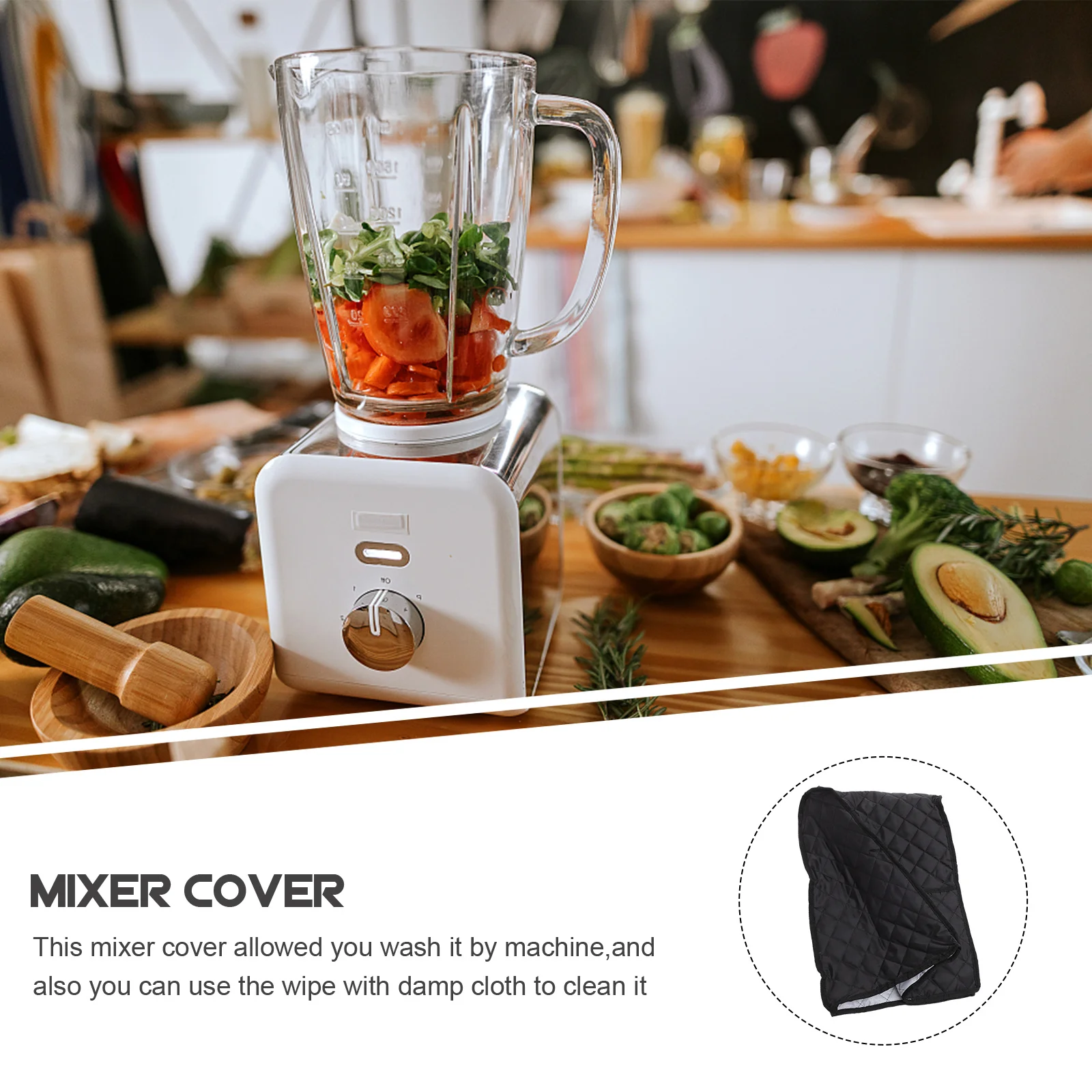 غطاء خلاط حامل سميك مقاوم للماء والغبار حقيبة تنظيم سوداء لحماية أجهزة المطبخ وربط الرذاذ