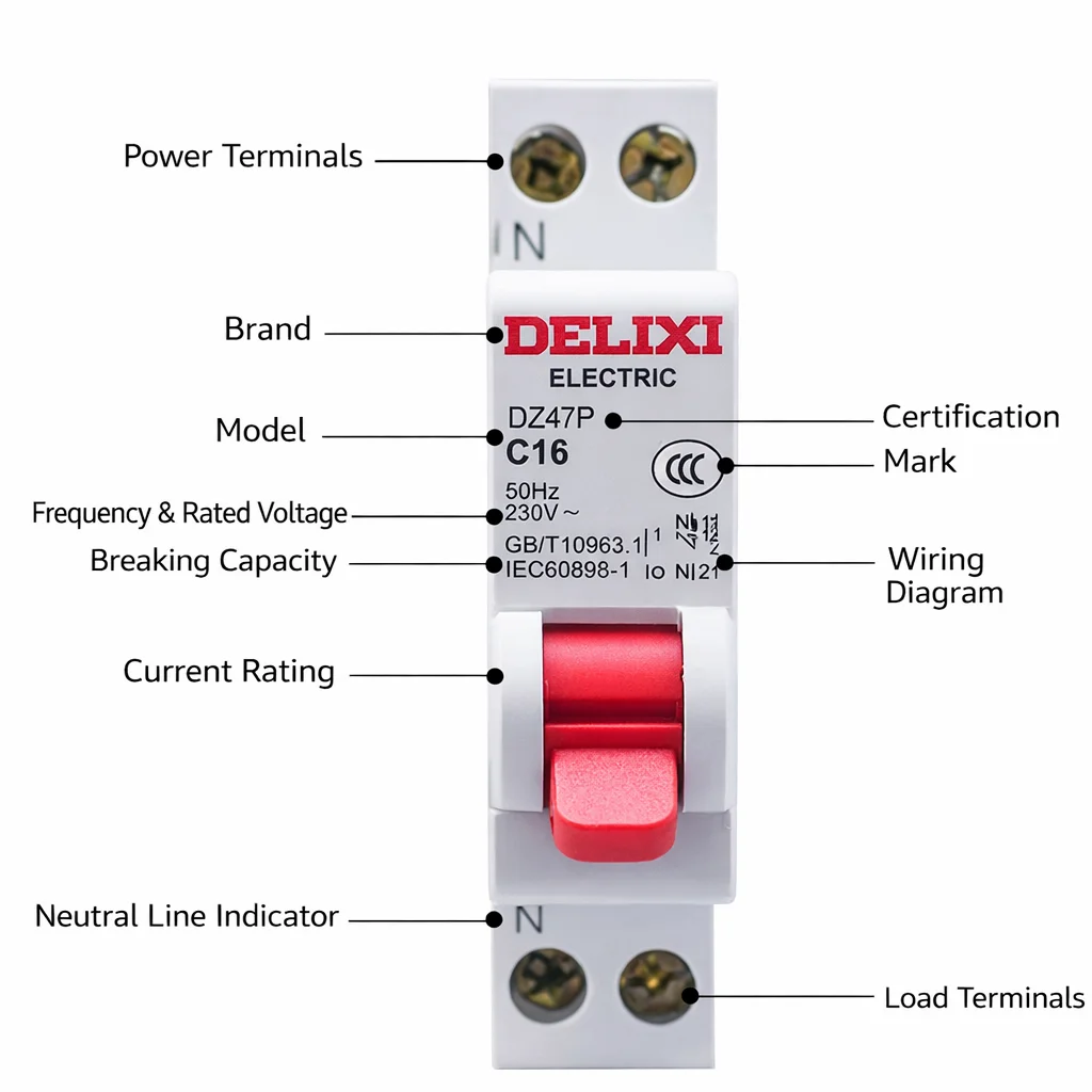 Delixi DZ47P 1P+N air circuit breaker air switch DPN single chip 16A20A25A32A40a household