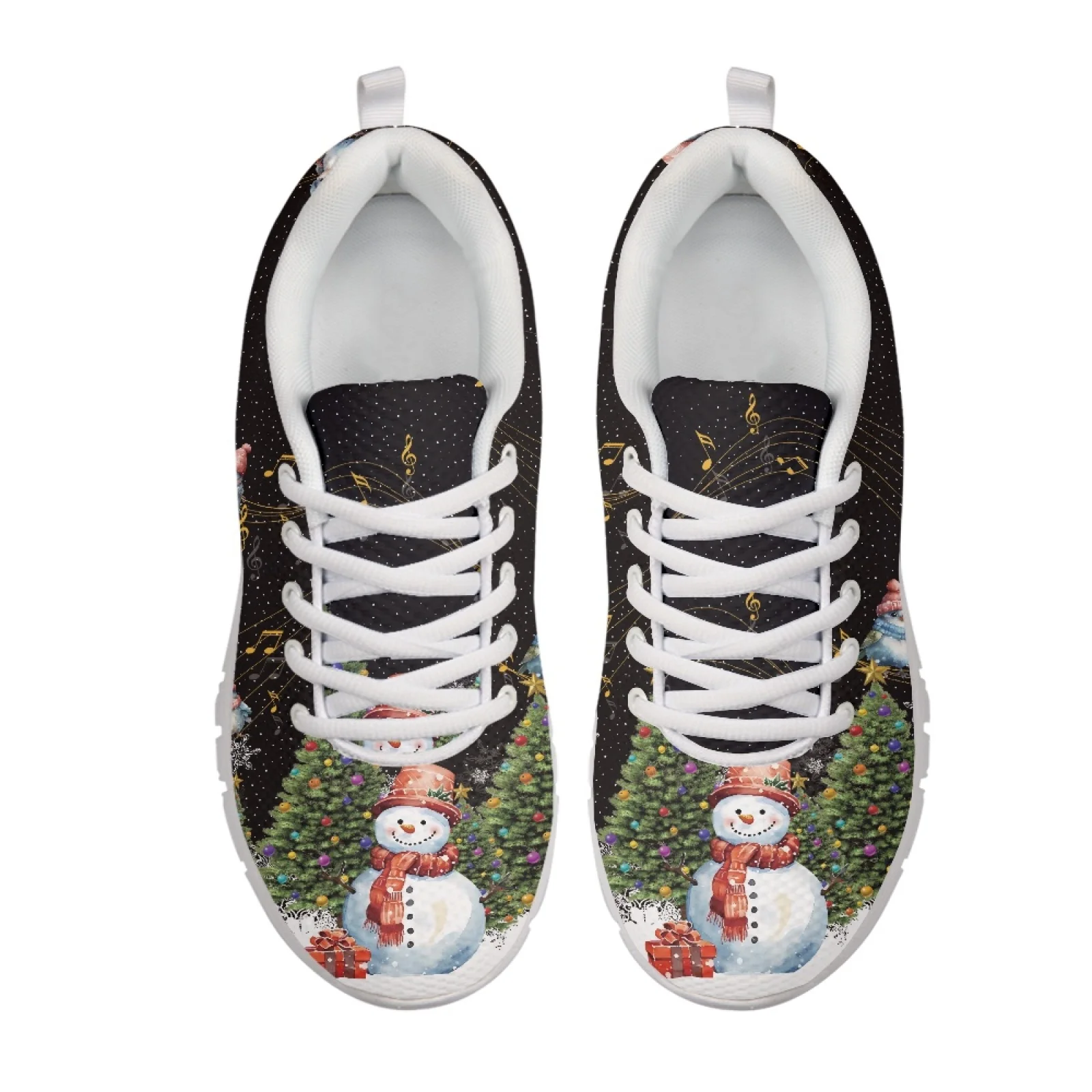 Belidome-Cute Snowman Design Sneakers para mulheres, sapatos de Natal, casuais, confortáveis, andando, tênis, tênis de malha, esportes