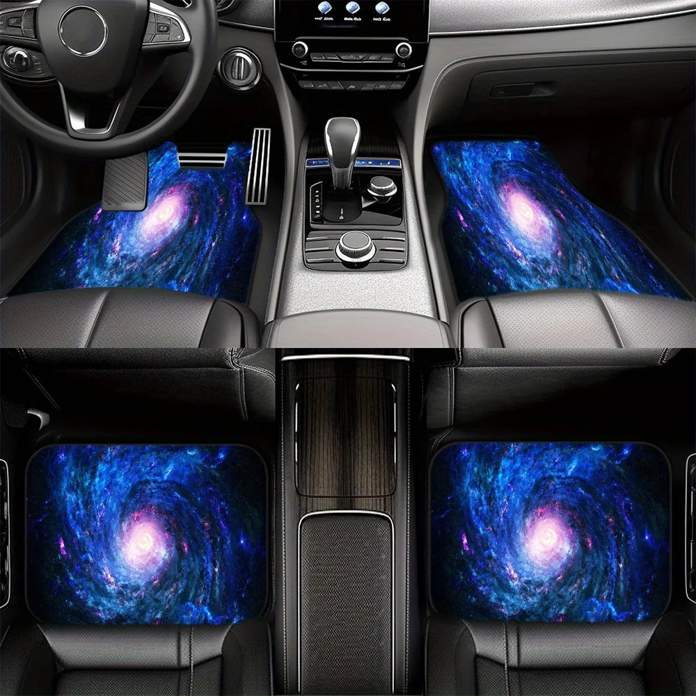 4pcs Space Printed Car Floor Mats, Front& Rear Protector Floor Pads, Auto Interior Accessories, For Most Cars, Sedan, SUV, Van