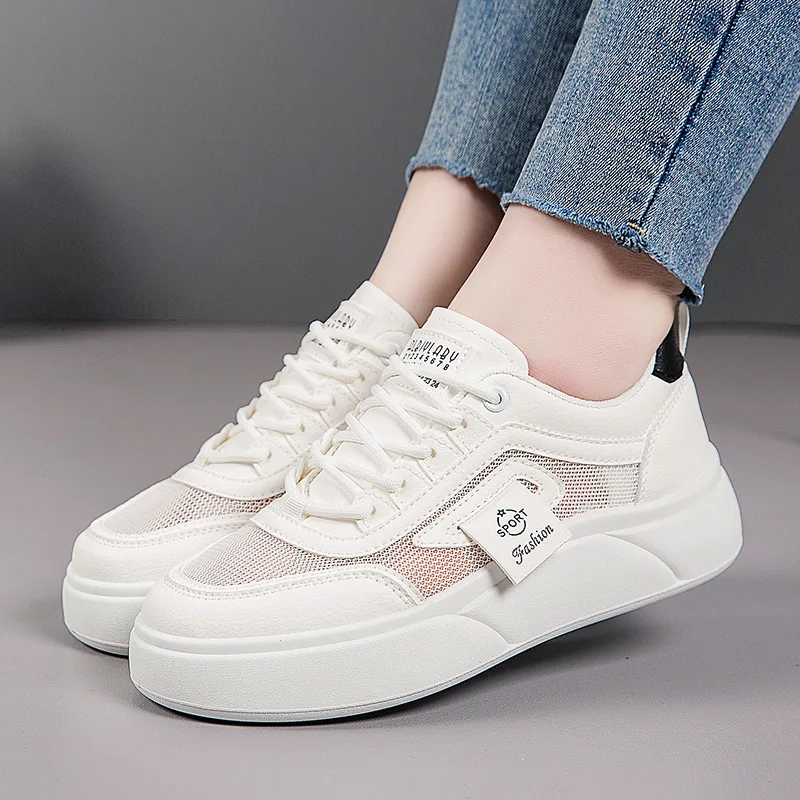 

2026 New Women's Mesh Platform Sneakers Fashion Thick Sole Casual Shoes Female Hollow Out Cut-out Design Summer Shoes Woman
