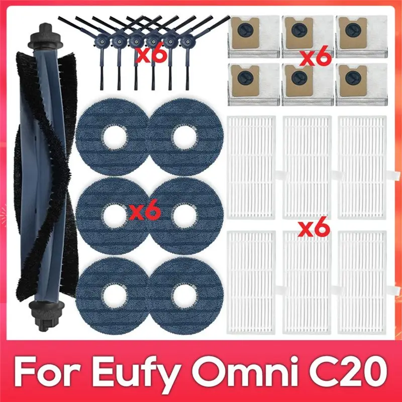 A21Q -For Eufy Omni C20 Robot Vacuum Spare Parts Main Side Brush Filter Mop Cloth Dust Bags Accessories Consumables
