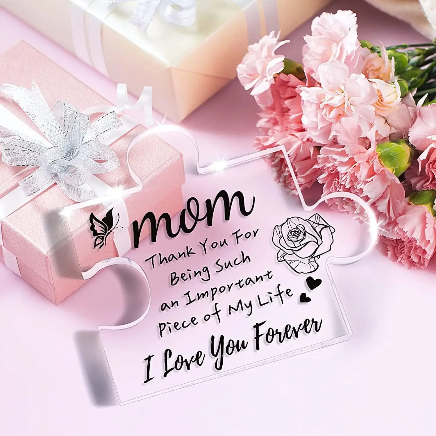 Engraved Puzzle, Mum Sweet Present Engraved Acrylic Block Puzzle Mother\'s Day Gifts Birthday Surprises Gift Ornaments Home Decor