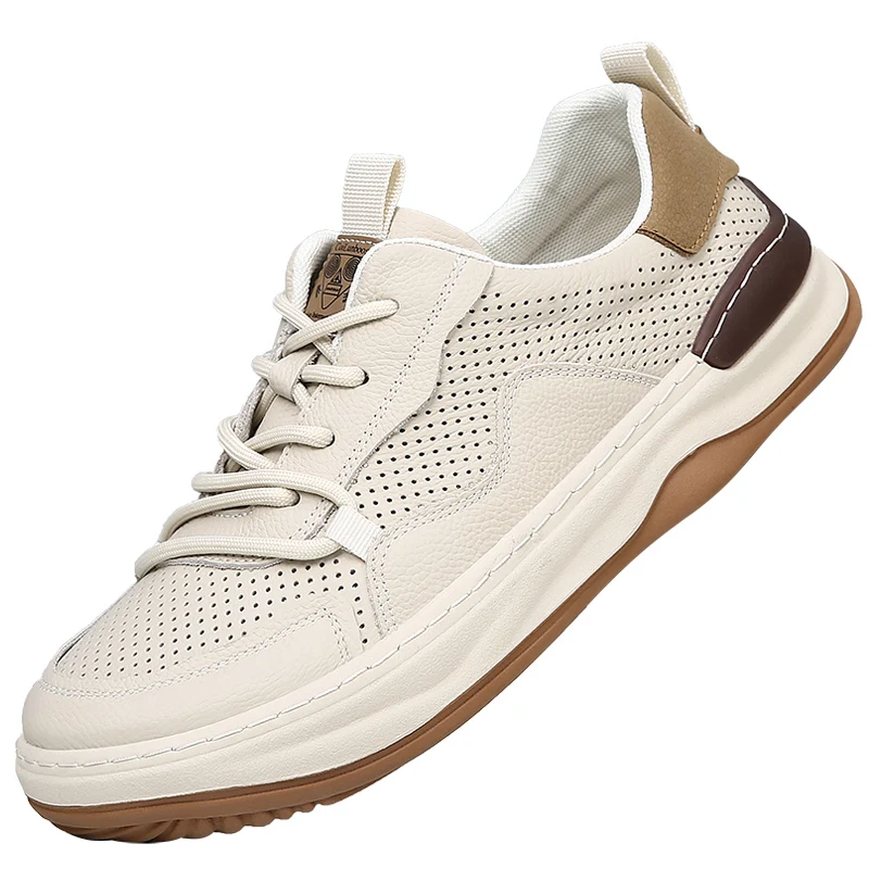 

DIMANYU Men's Casual Shoes Non-slip 2026 Spring New Flat Men's Sneakers Shoes Lace-up Genuine Leather Men's Shoes