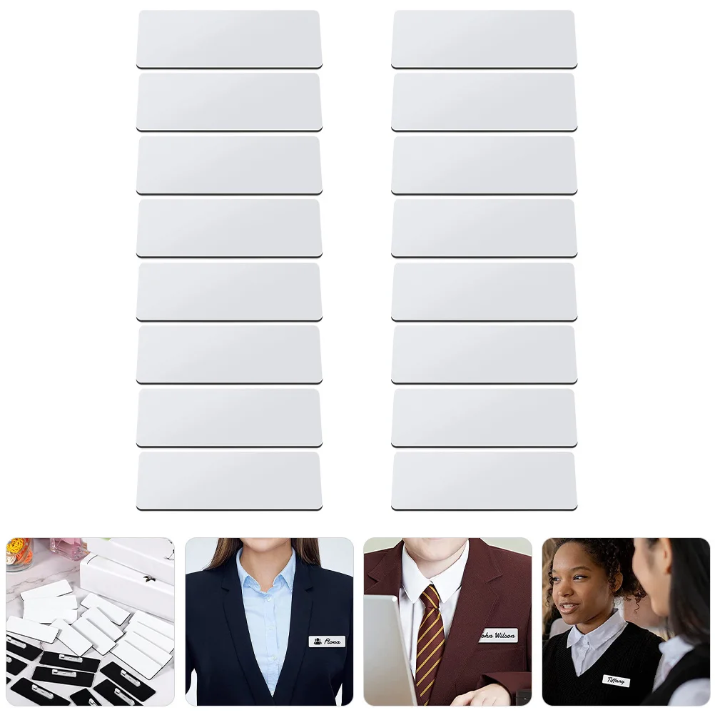 

16Pcs Reusable Blank Name Tags Metal Pin Back Board Material for Office Work Students Personalized DIY Badges