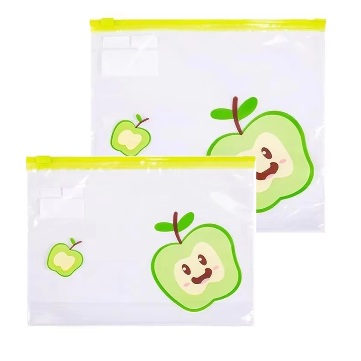 Bolsa de almacenamiento transparente reutilizable de grado alimenticio, contenedor de sellado con bolsa de almacenamiento de frutas y verduras, L + M