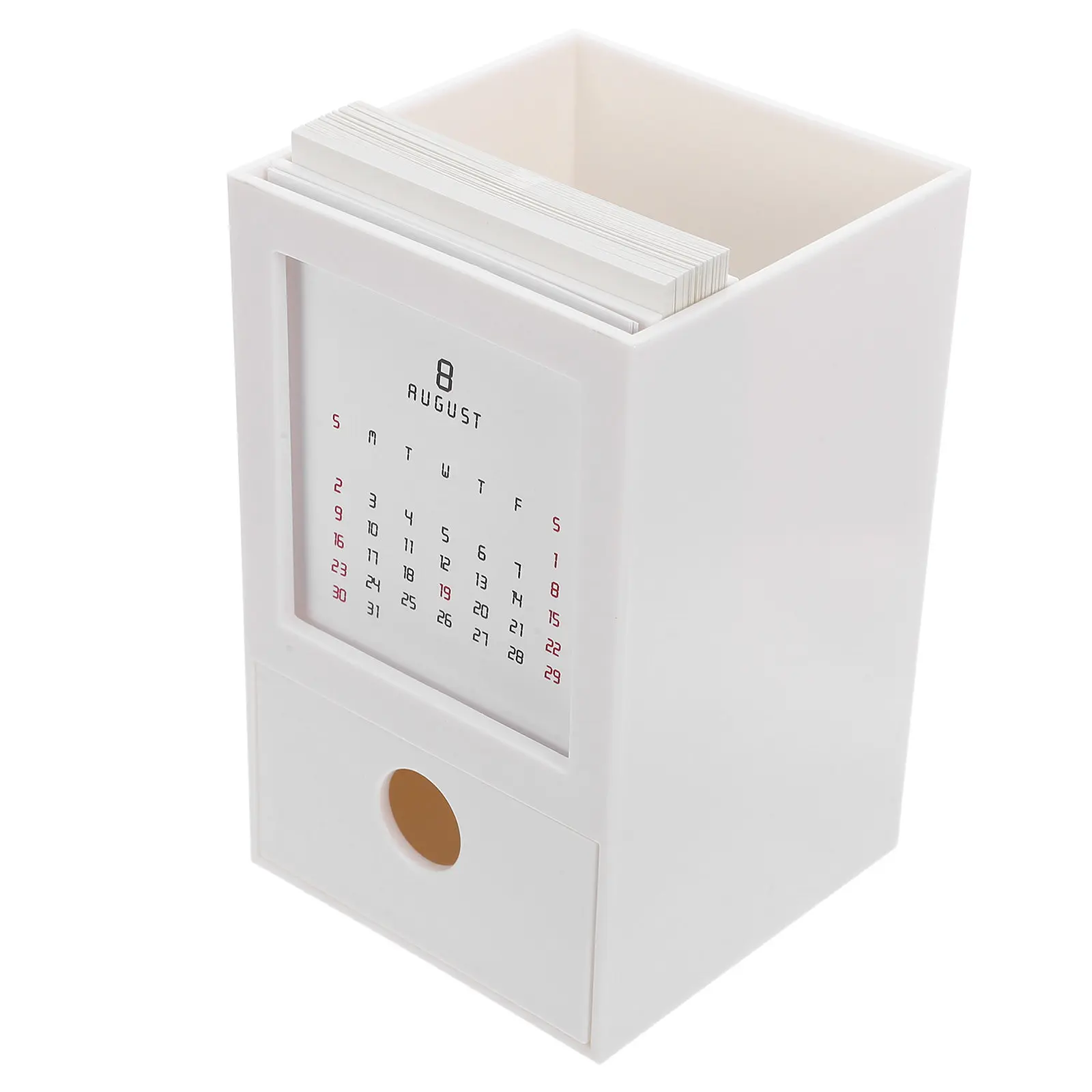 1Set Modern Plastic Pen Holder Calendar Stand Dual Function Desk Organizer for Pens Makeup Brushes Pencils 2026 Desktop Calendar